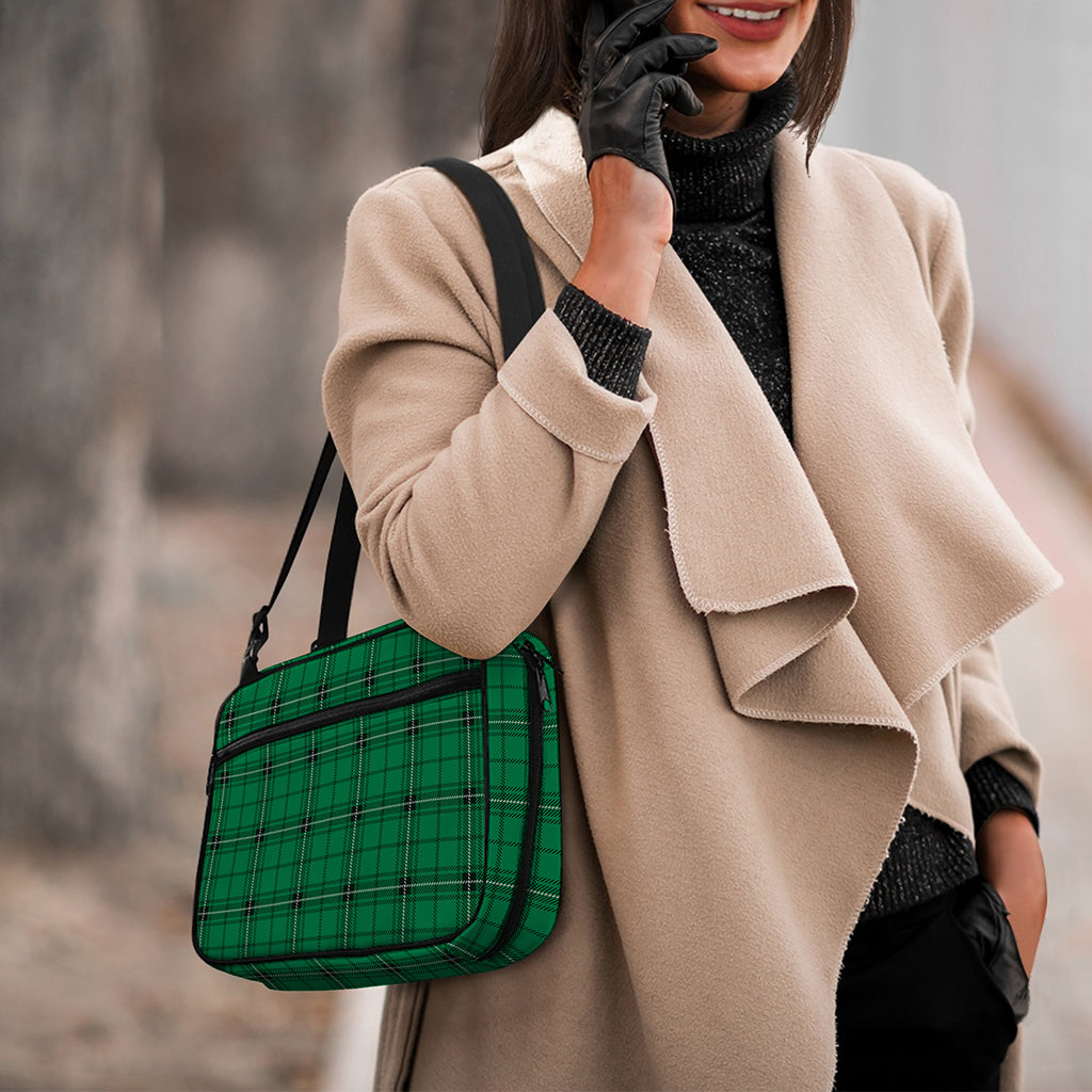 Green Stewart Tartan Print Double Strap Bible Bag