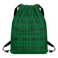Green Stewart Tartan Print Drawstring Backpack