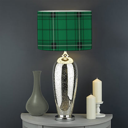 Green Stewart Tartan Print Drum Lamp Shade