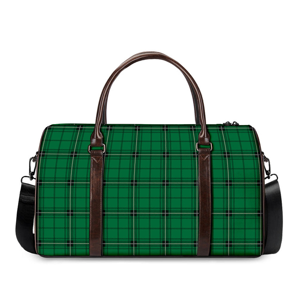 Green Stewart Tartan Print Duffle Bag