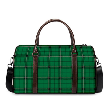 Green Stewart Tartan Print Duffle Bag