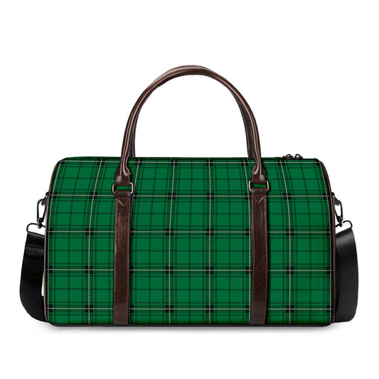 Green Stewart Tartan Print Duffle Bag