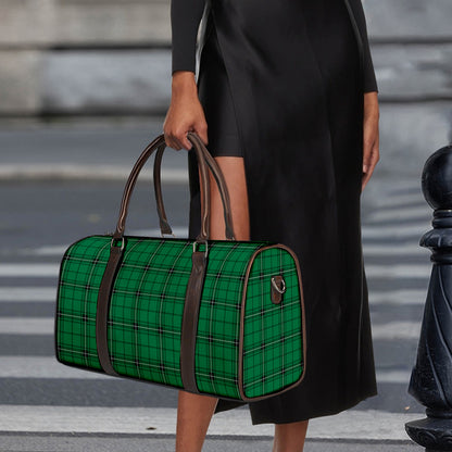 Green Stewart Tartan Print Duffle Bag