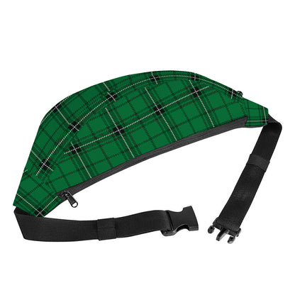 Green Stewart Tartan Print Fanny Pack