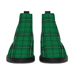 Green Stewart Tartan Print Flat Ankle Boots