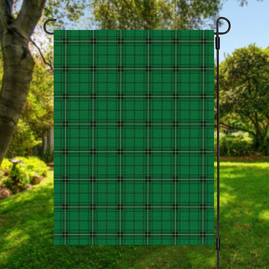 Green Stewart Tartan Print Garden Flag