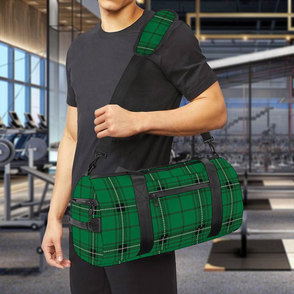 Green Stewart Tartan Print Gym Bag