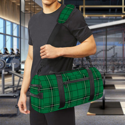 Green Stewart Tartan Print Gym Bag