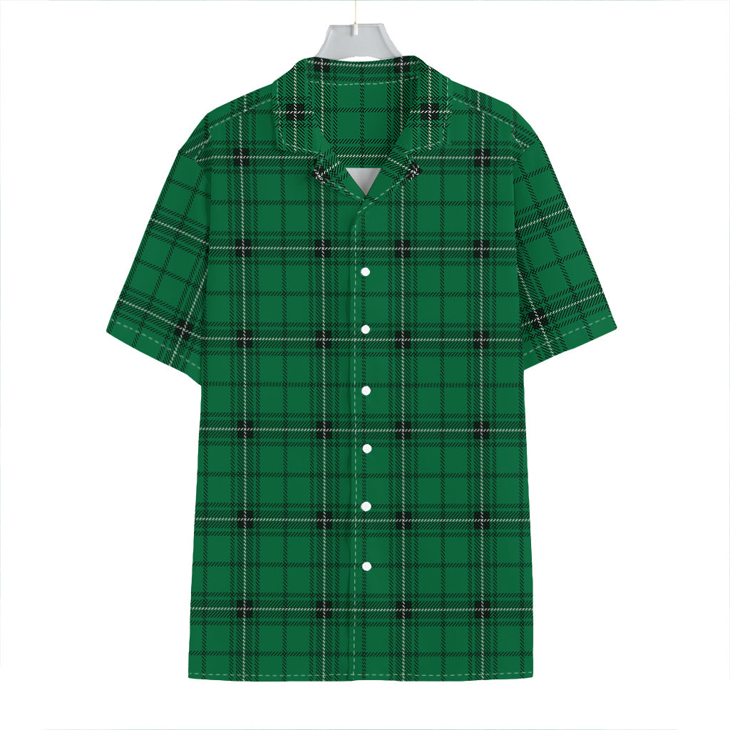 Green Stewart Tartan Print Hawaiian Shirt