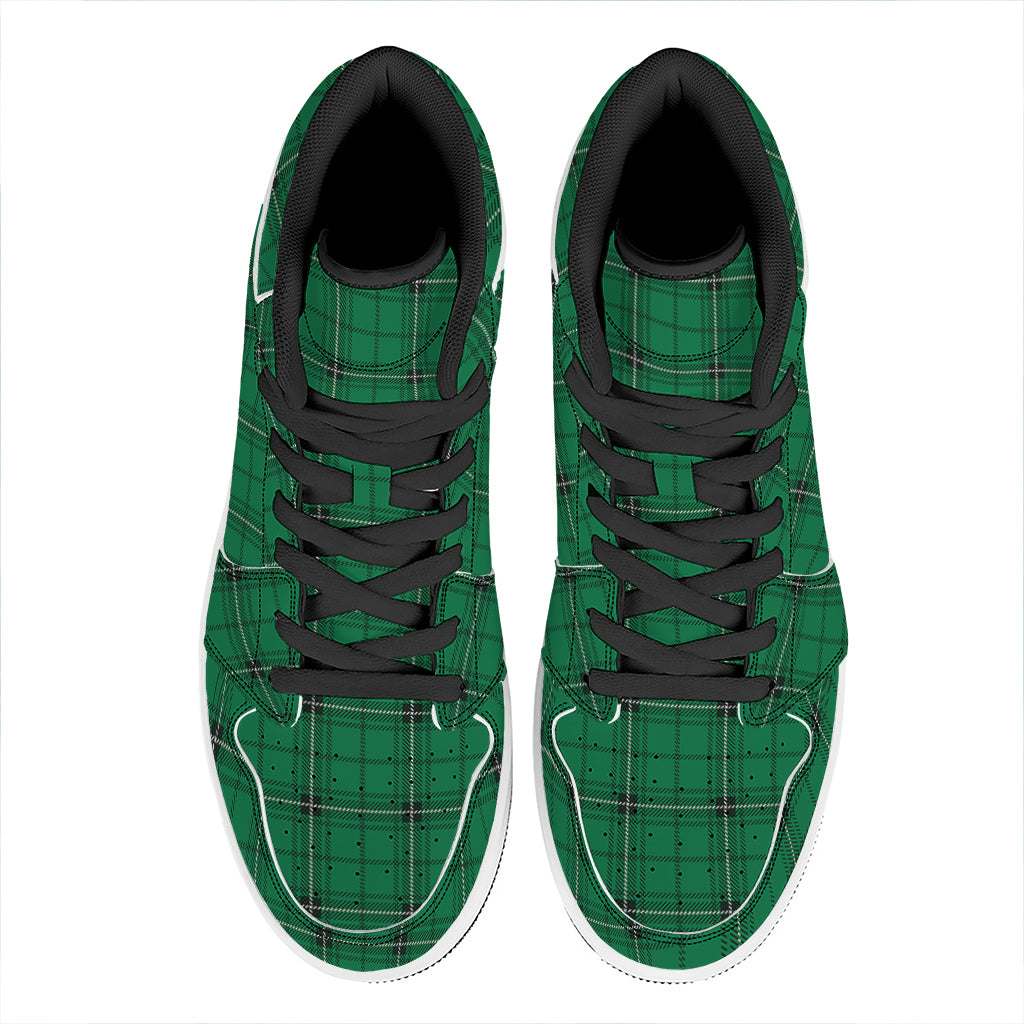 Green Stewart Tartan Print High Top Leather Sneakers