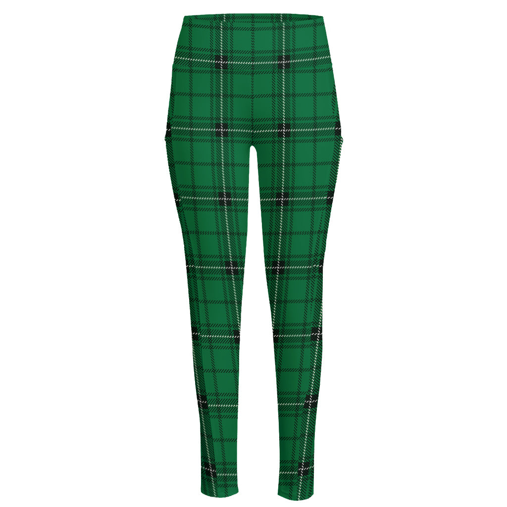 Green Stewart Tartan Print High-Waisted Pocket Leggings