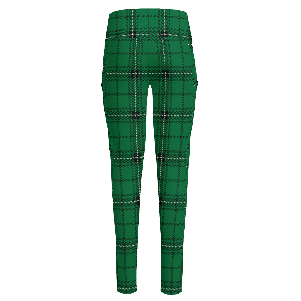 Green Stewart Tartan Print High-Waisted Pocket Leggings