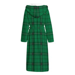 Green Stewart Tartan Print Hooded Bathrobe