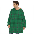 Green Stewart Tartan Print Hoodie Blanket