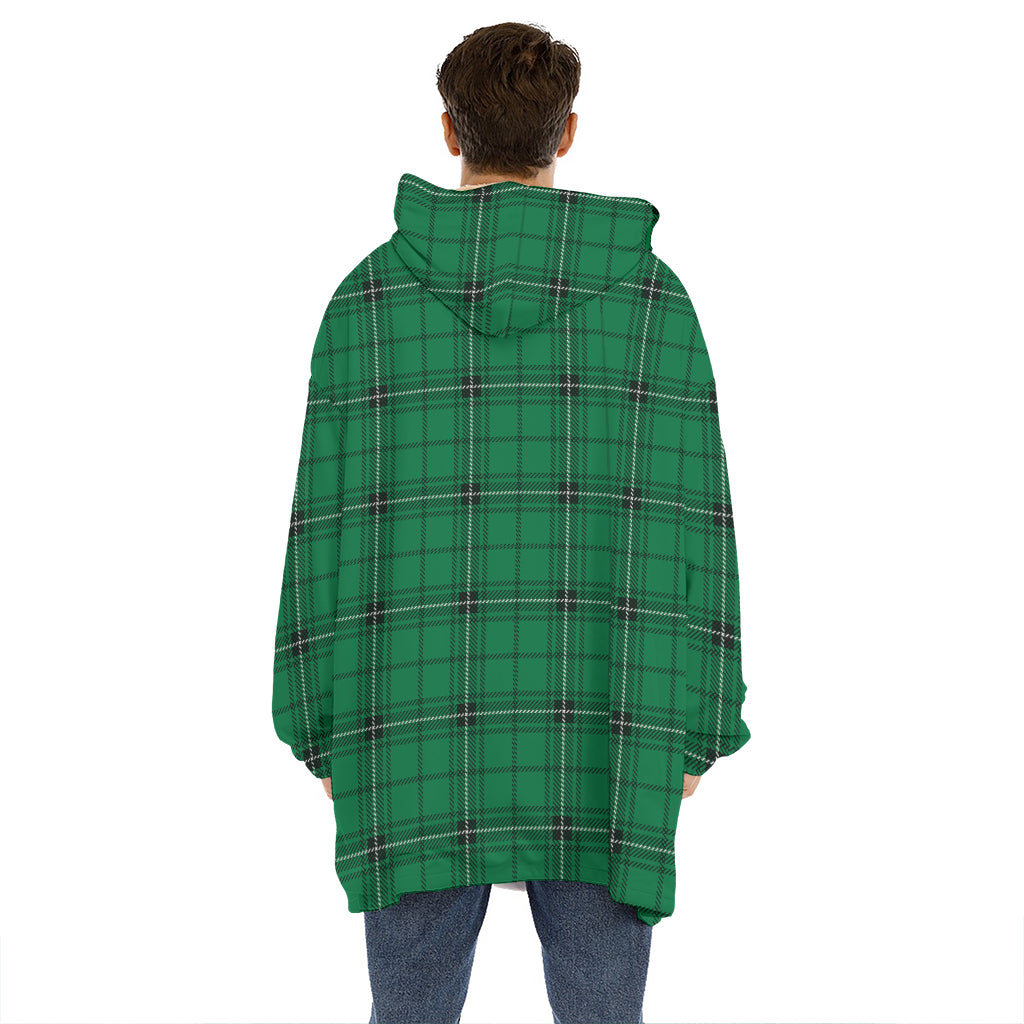 Green Stewart Tartan Print Hoodie Blanket