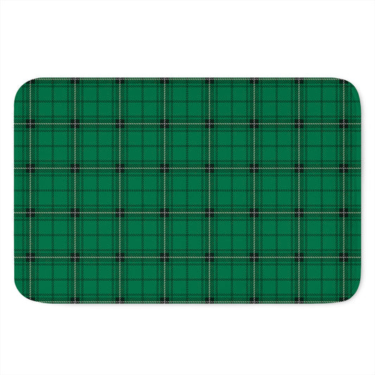 Green Stewart Tartan Print Indoor Door Mat