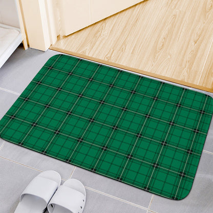 Green Stewart Tartan Print Indoor Door Mat