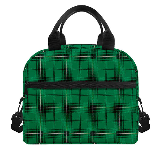 Green Stewart Tartan Print Insulated Lunch Bag