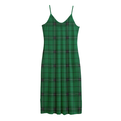 Green Stewart Tartan Print Jersey Midi Cami Dress