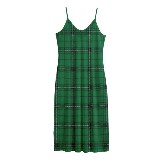 Green Stewart Tartan Print Jersey Midi Cami Dress