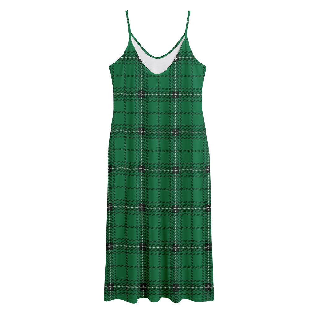 Green Stewart Tartan Print Jersey Midi Cami Dress
