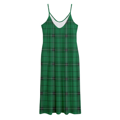 Green Stewart Tartan Print Jersey Midi Cami Dress