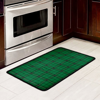 Green Stewart Tartan Print Kitchen Mat