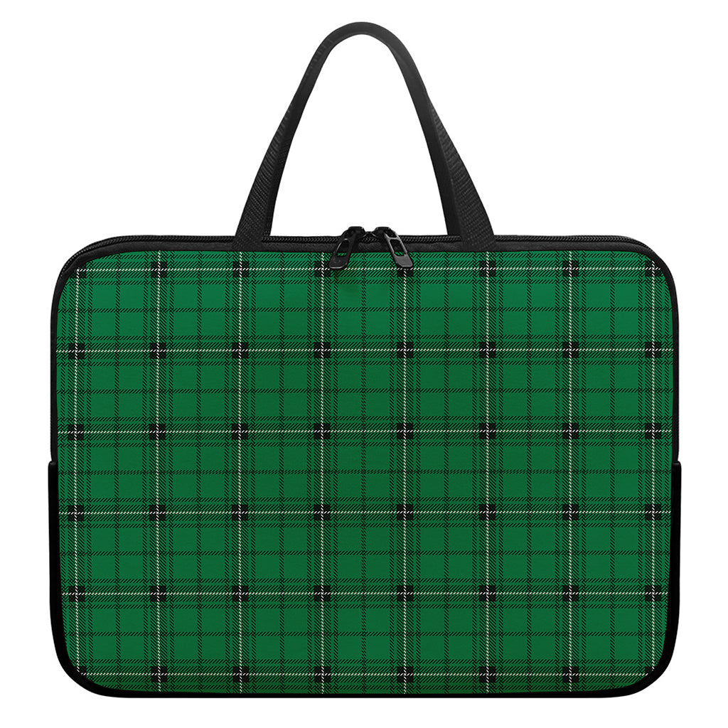 Green Stewart Tartan Print Laptop Sleeve With Handle
