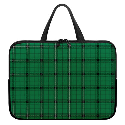 Green Stewart Tartan Print Laptop Sleeve With Handle