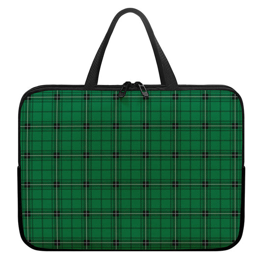 Green Stewart Tartan Print Laptop Sleeve With Handle
