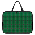Green Stewart Tartan Print Laptop Sleeve With Handle