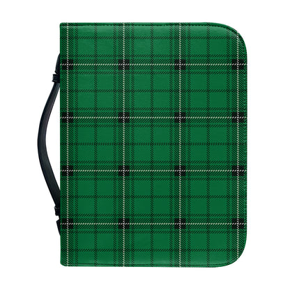 Green Stewart Tartan Print Leather Bible Cover