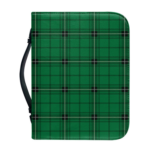 Green Stewart Tartan Print Leather Bible Cover