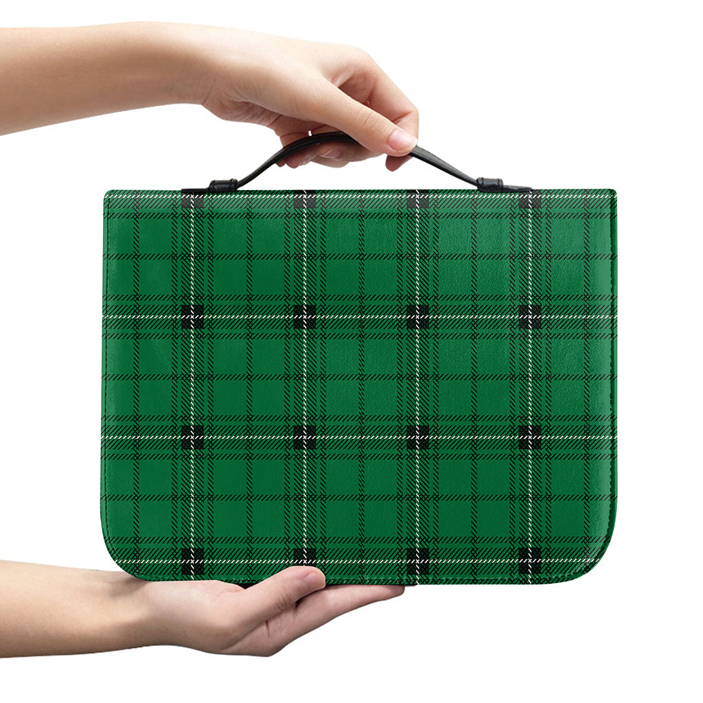 Green Stewart Tartan Print Leather Bible Cover
