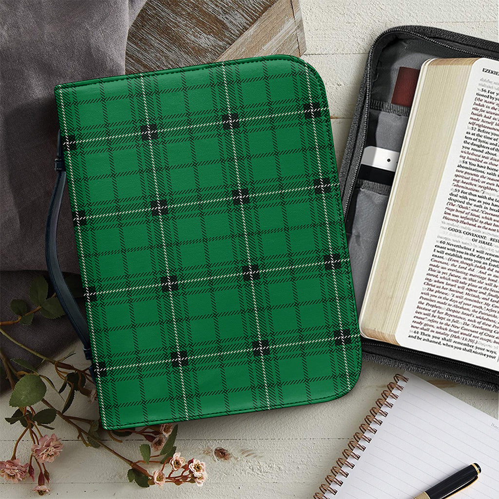 Green Stewart Tartan Print Leather Bible Cover