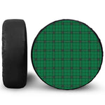 Green Stewart Tartan Print Leather Spare Tire Cover