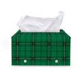 Green Stewart Tartan Print Leather Tissue Box Cover