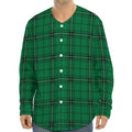 Green Stewart Tartan Print Long Sleeve Baseball Jersey