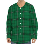 Green Stewart Tartan Print Long Sleeve Baseball Jersey