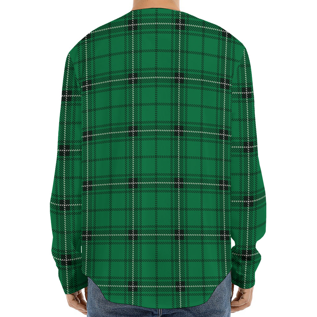 Green Stewart Tartan Print Long Sleeve Baseball Jersey