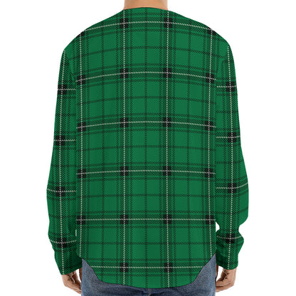 Green Stewart Tartan Print Long Sleeve Baseball Jersey