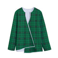 Green Stewart Tartan Print Long Sleeve Short Coat