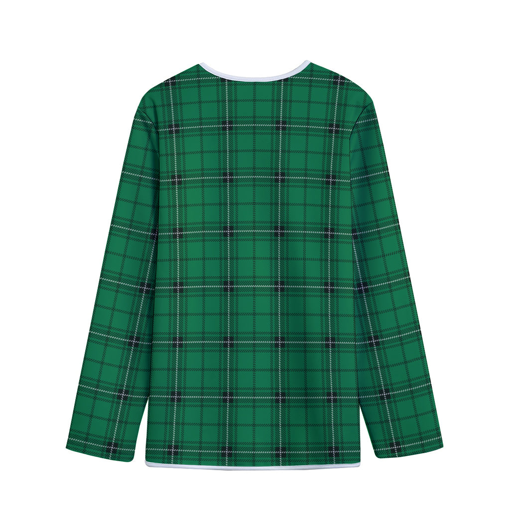 Green Stewart Tartan Print Long Sleeve Short Coat