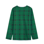 Green Stewart Tartan Print Long Sleeve Short Coat