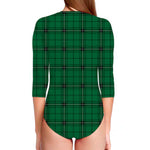 Green Stewart Tartan Print Long Sleeve Swimsuit