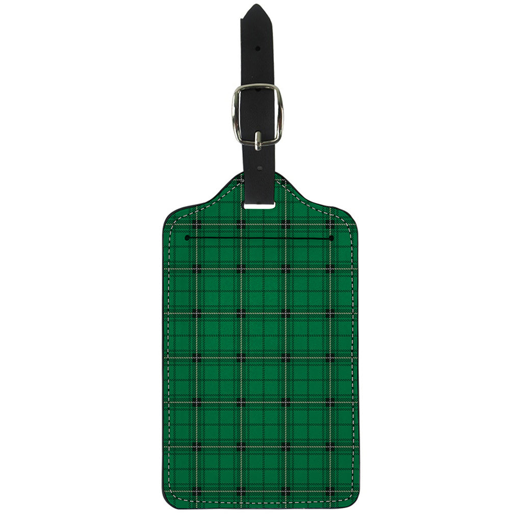 Green Stewart Tartan Print Luggage Tag