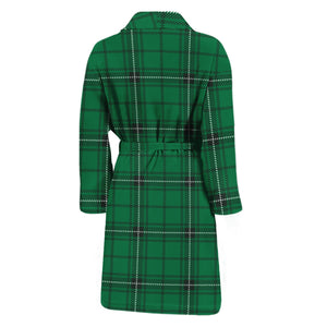 Green Stewart Tartan Print Men's Bathrobe