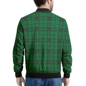 Green Stewart Tartan Print Men's Bomber Jacket