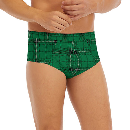 Green Stewart Tartan Print Men's Briefs