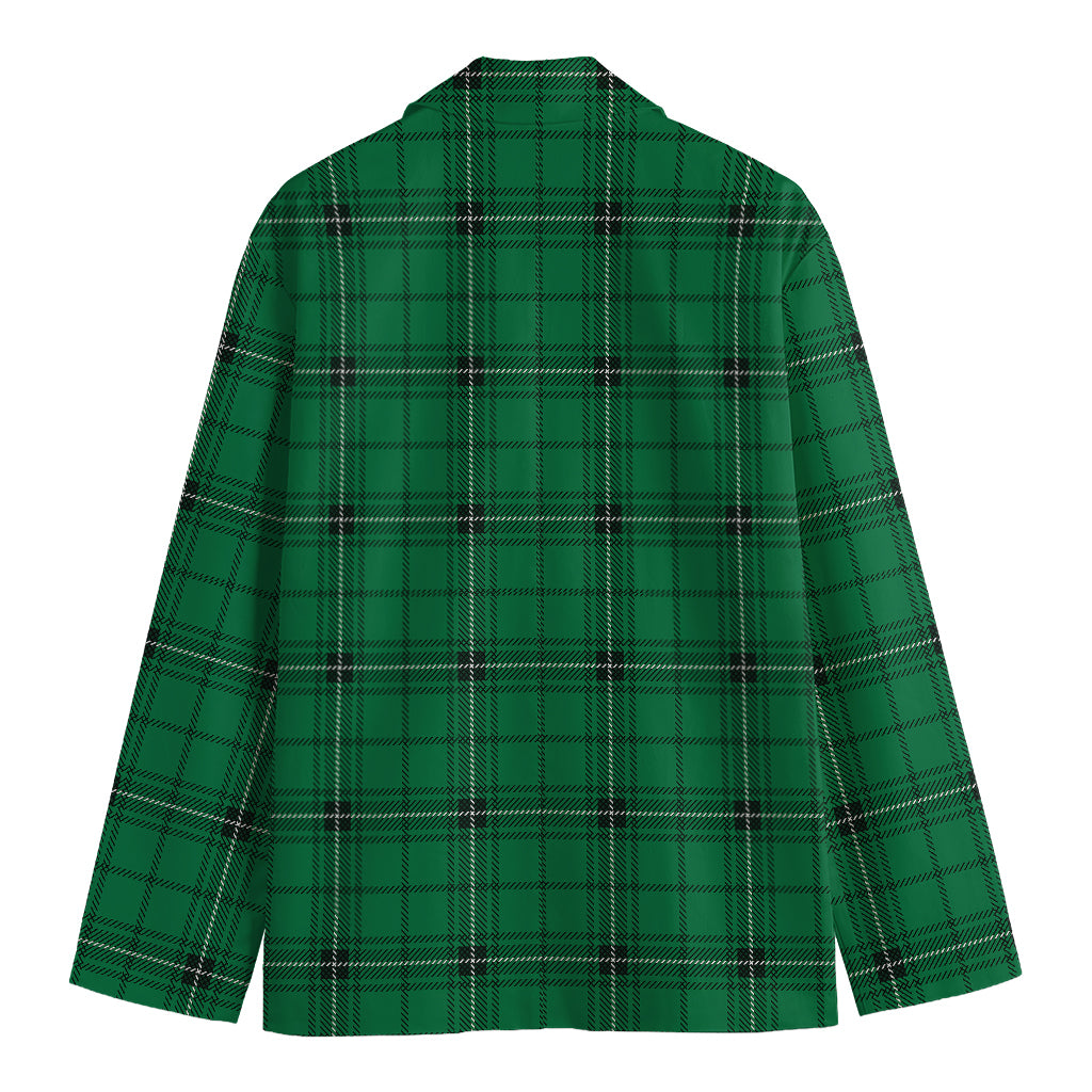 Green Stewart Tartan Print Men's Cotton Blazer